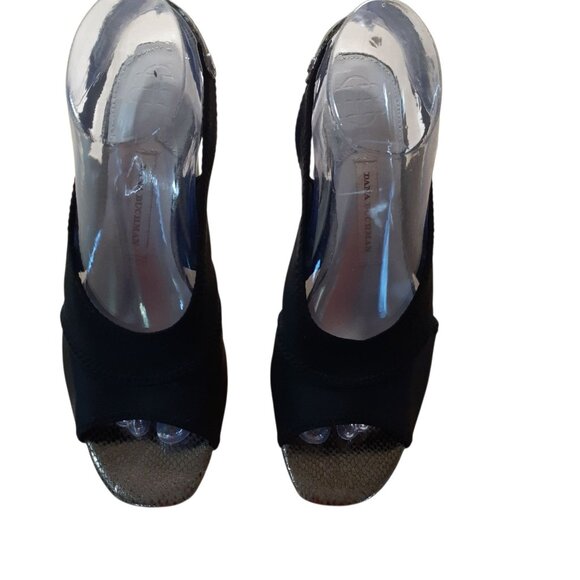 Dana Buchman Slingback Sandals Womens Size 6.5 Medium Black Open Toe High Heels - Picture 2 of 5